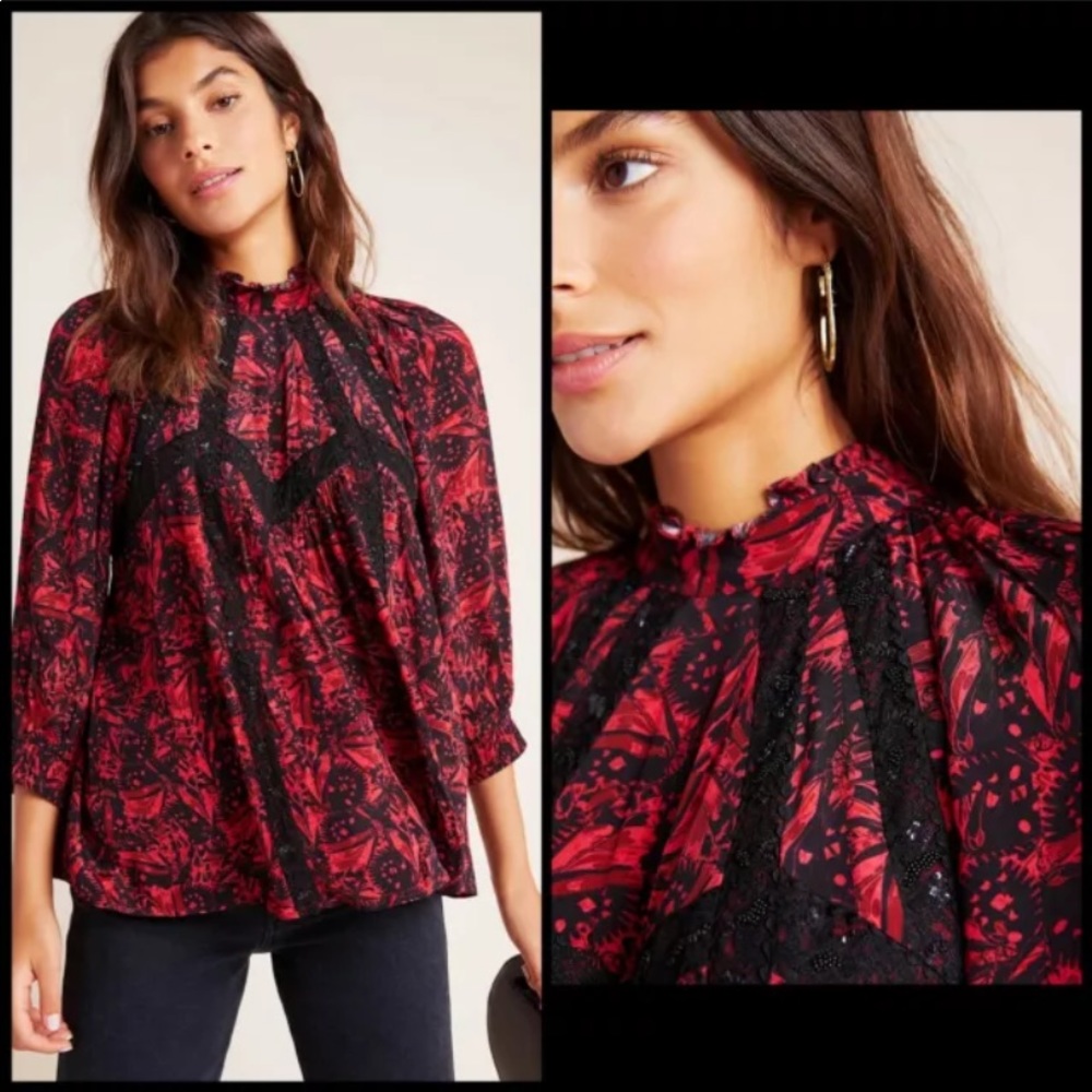 Anthropologie Mandie Embroidered Top